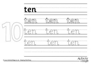 Ten Handwriting Worksheet