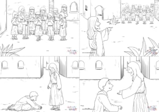Ten Lepers Colouring Pages
