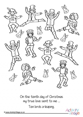 Ten Lords Leaping Colouring Page