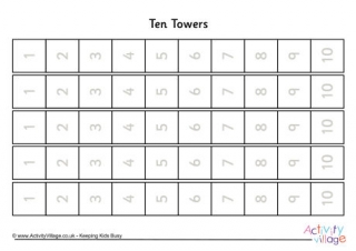 Ten Towers Numbered Black and White