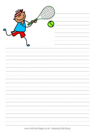 Tennis Boy Writing Paper