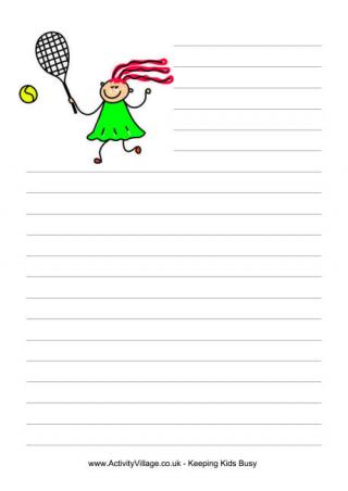 Tennis Girl Writing Paper