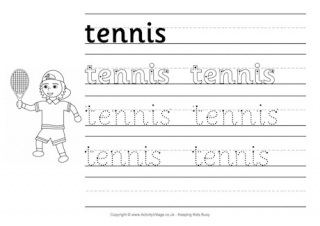 Tennis Handwriting Worksheet