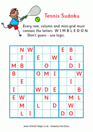 Tennis Word Sudoku - Difficult