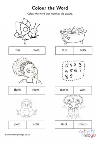 Th Digraph Colour The Word