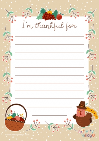 Thankful Writing Page