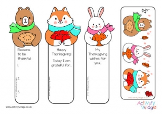 Thanksgiving animal friends bookmarks