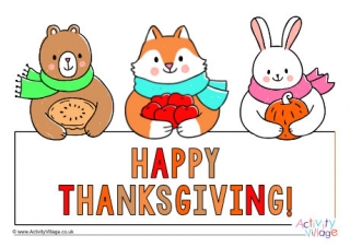 Thanksgiving Animal Friends Poster