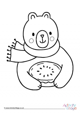 Thanksgiving Bear Colouring Page