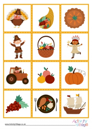 Thanksgiving Card Matching Game