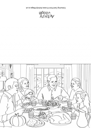 Thanksgiving Dinner Colouring Card