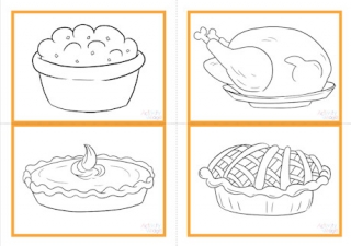 Thanksgiving Dinner Colouring Flash Cards