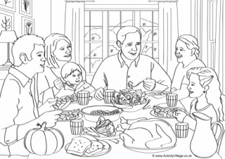 Thanksgiving Dinner Colouring Page 2