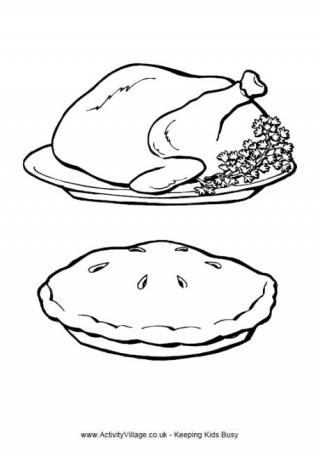Thanksgiving Dinner Colouring Page