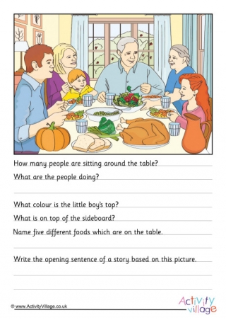 Thanksgiving Dinner Picture Comprehension