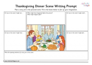 Thanksgiving Dinner Scene Writing Prompt Worksheet