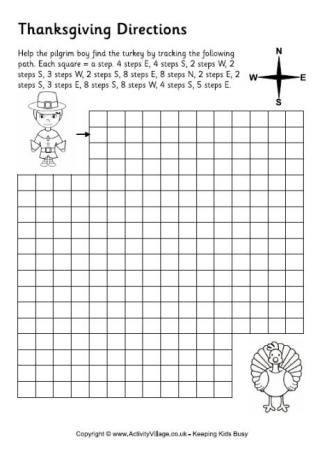 Thanksgiving Directions Worksheet