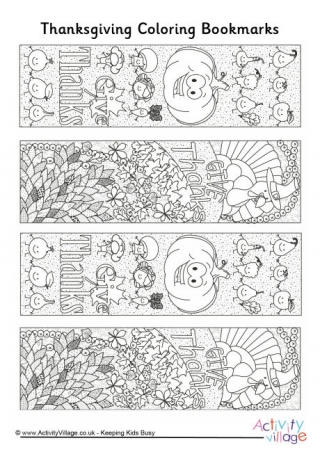 Thanksgiving Doodle Colouring Bookmarks