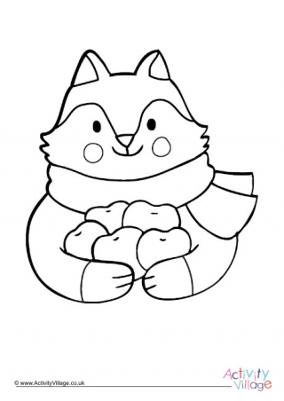 Thanksgiving Fox Colouring Page