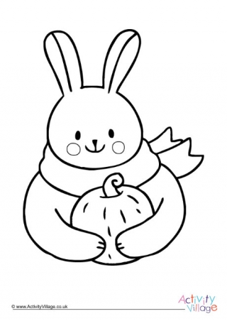 Thanksgiving Rabbit Colouring Page