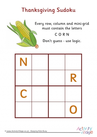 Thanksgiving Sudoku 4x4