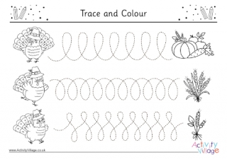 Thanksgiving Trace And Colour Page 2