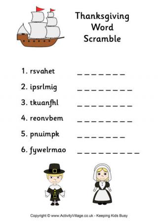 Thanksgiving Word Scramble 1