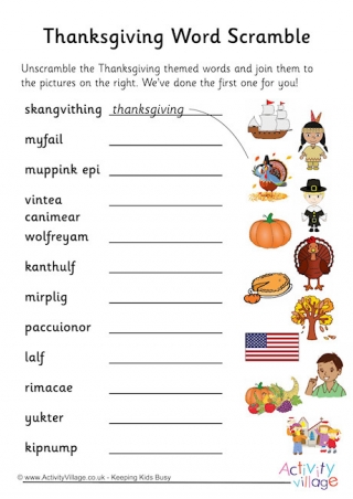 Thanksgiving Vocabulary