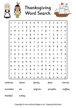 Thanksgiving Word Search 2