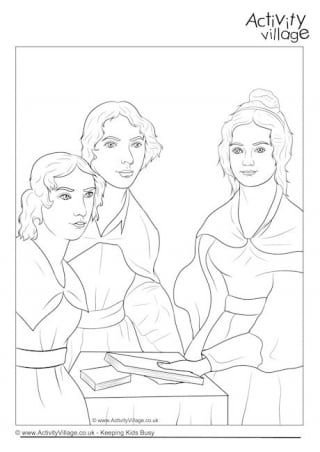 The Brontë Sisters Colouring Page