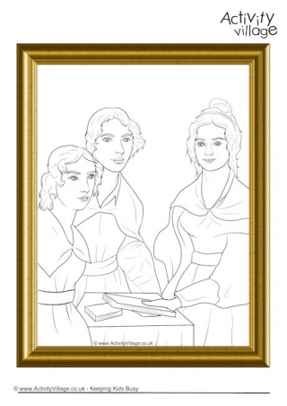 The Brontë sisters portrait gallery colouring page