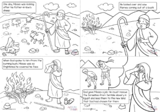 The Burning Bush Colouring Pages - Captioned