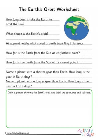 The Earth's Orbit Worksheet