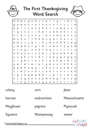 The First Thanksgiving Word Search