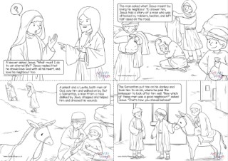 The Good Samaritan Colouring Pages Captioned