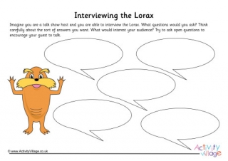 The Lorax Interview Worksheet