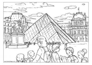 The Louvre Colouring Page