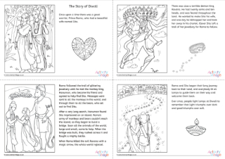 The Story of Diwali story and colouring pages
