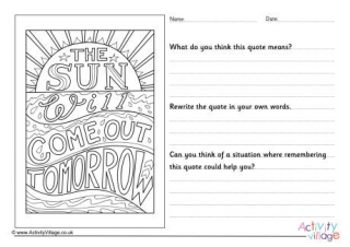 The Sun Will Come Out Tomorrow Worksheet