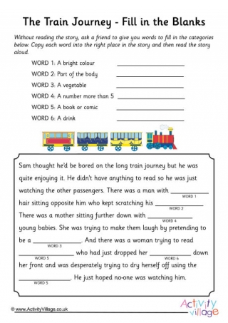 The Train Journey Fill In The Blanks Story