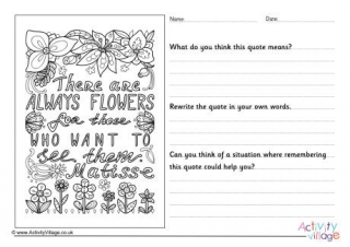 There Are Always Flowers Worksheet