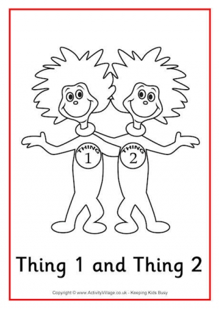 Thing 1 and Thing 2 Colouring Page
