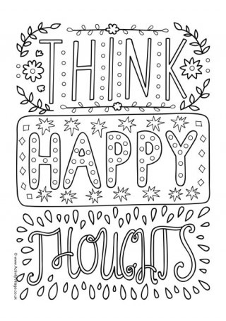 Think Happy Thoughts Colouring Page