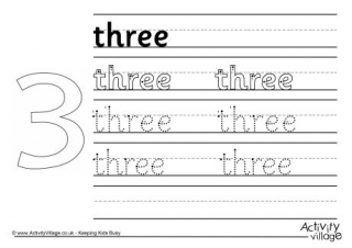 Three Handwriting Worksheet