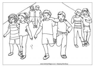 Three Legged Race Colouring Page