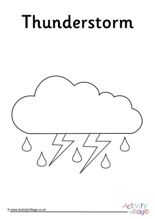 Thunderstorm weather symbol colouring page