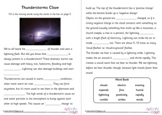 Thunderstorms Cloze