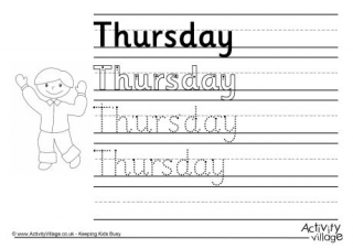 Thursday Handwriting Worksheet