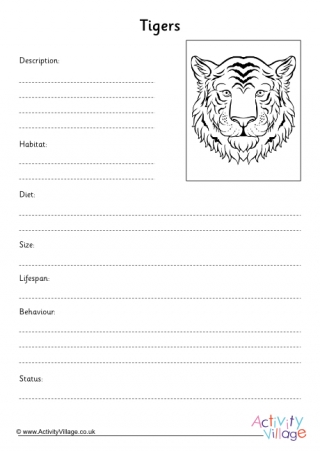 Tiger Fact Finding Worksheet