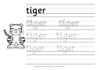 Tiger Handwriting Worksheet